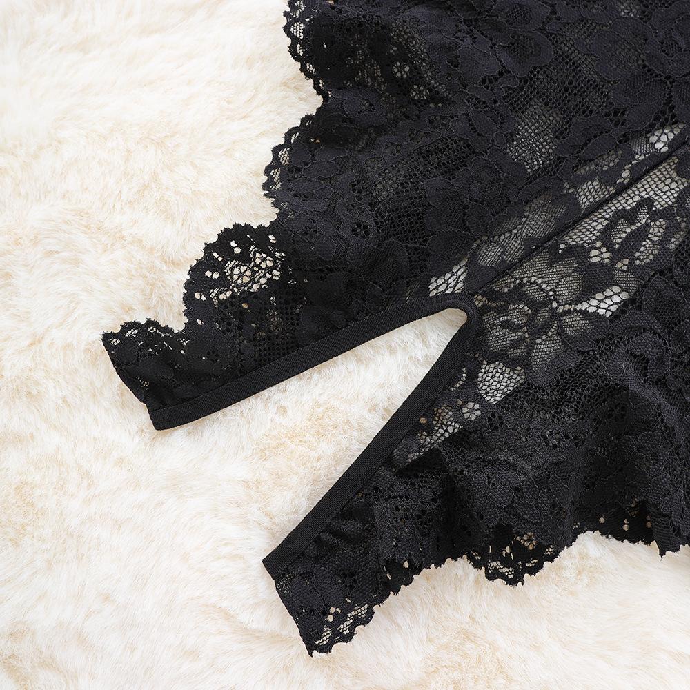 Deep V Lace Cross Strap Backless Lingerie Women's Sexy Open Onesie One Piece