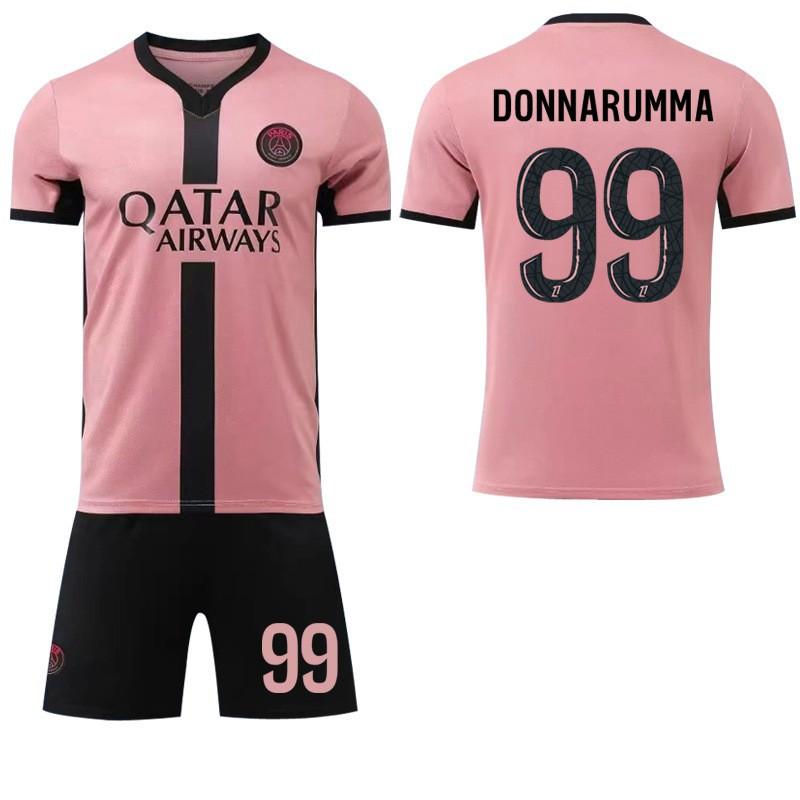 

2024-25 Paris Second Away Game Pink No. 7 Mbabpe 10 Dembele 30 Football Jersey Set #L