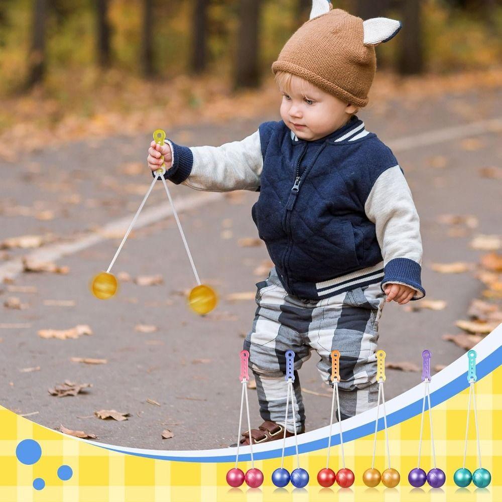 6 Stück Zufällige Farbe Click Clack Ball Lustige Fidget Clack Bälle Kinderparkbälle Outdoor-Spiele