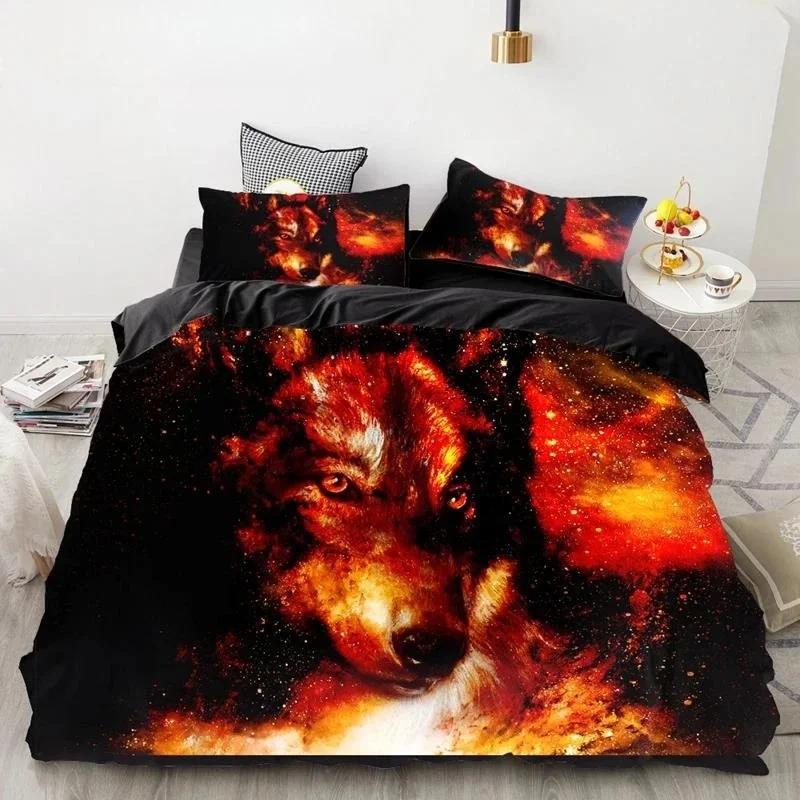 

Волк Тигр Лев Животный Узор Комплекты Постельного Белья Домашние Постельные Принадлежности Супер Кинг Пододеяльник Наволочка Одеяло Полиэстер Комплект Постельного Белья 70X133cm-2pcs