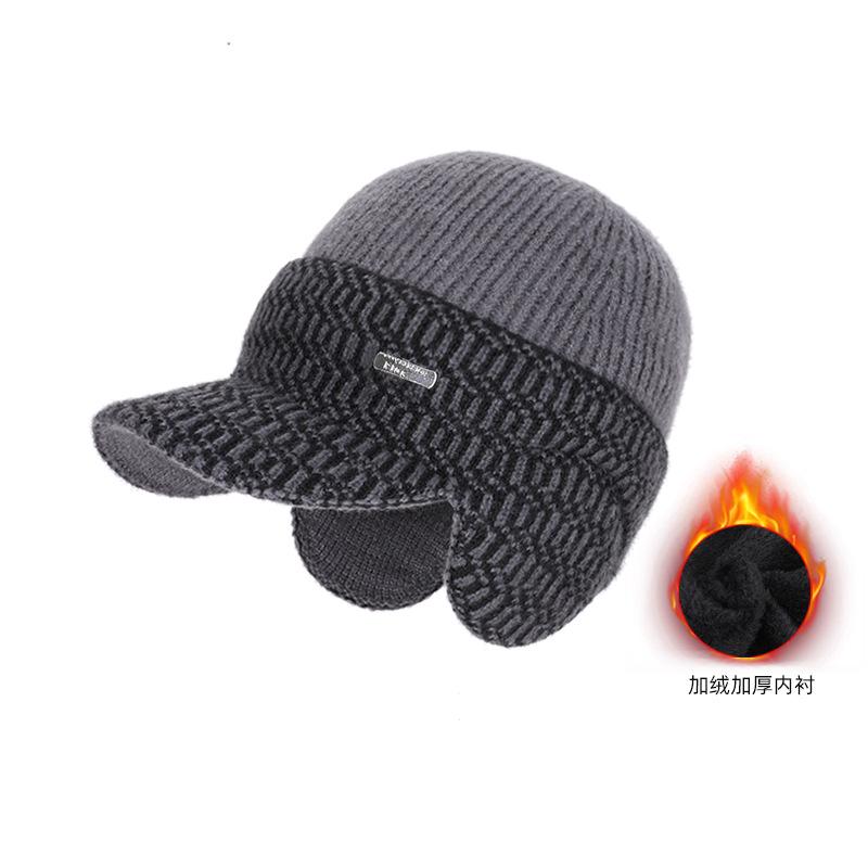 Winter cold and warm knitted baseball cap big head circumference fleece ear protection cap outdoor cycling bag head wool cap