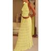 Set gonna lunga estiva con gilet in pizzo pieghettato e collo appeso senza schienale