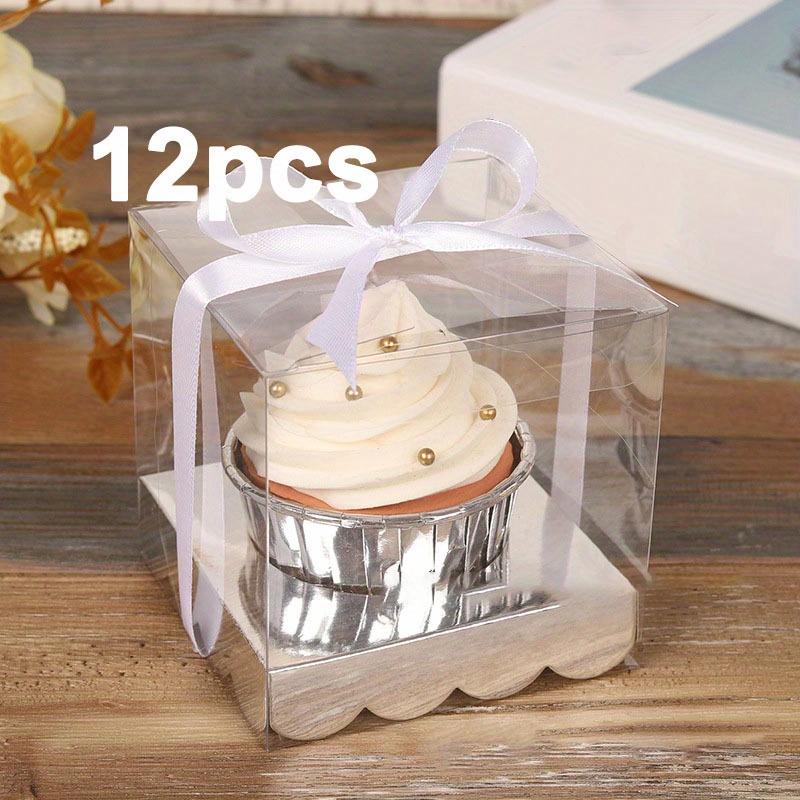 

12 шт. прозрачных подарочных коробок, пластиковые отдельные контейнеры, коробки со вставками и лентами, индивидуальные держатели для хранения, пластиковые коробки для угощений, подарочная упаковочная коробка 12pcs серебряный
