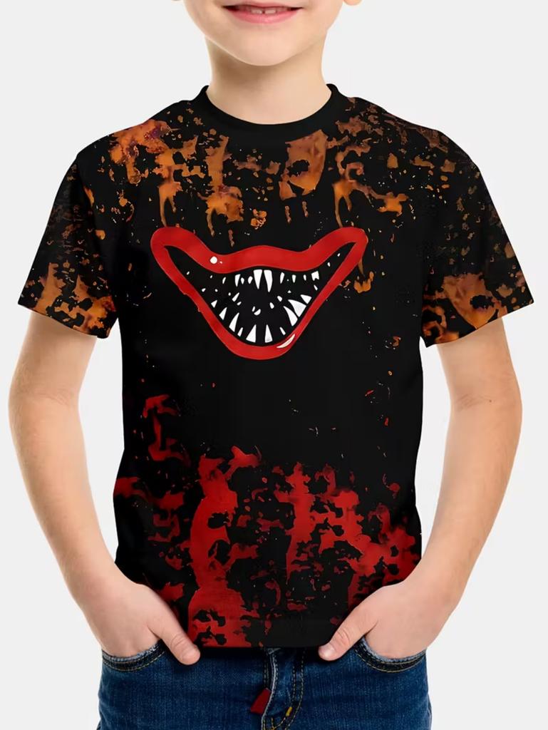 Halloween Boy's T-Shirt Pumpkin Pattern Summer Short Sleeve Loose Fashion 3D Print Children Top Holiday 3-10y Gift Party T-Shirt