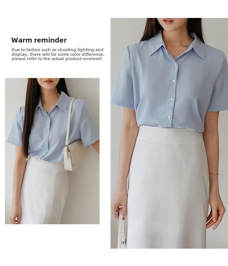 Women's Slim Fit French Drape Solid Color Summer Blouse