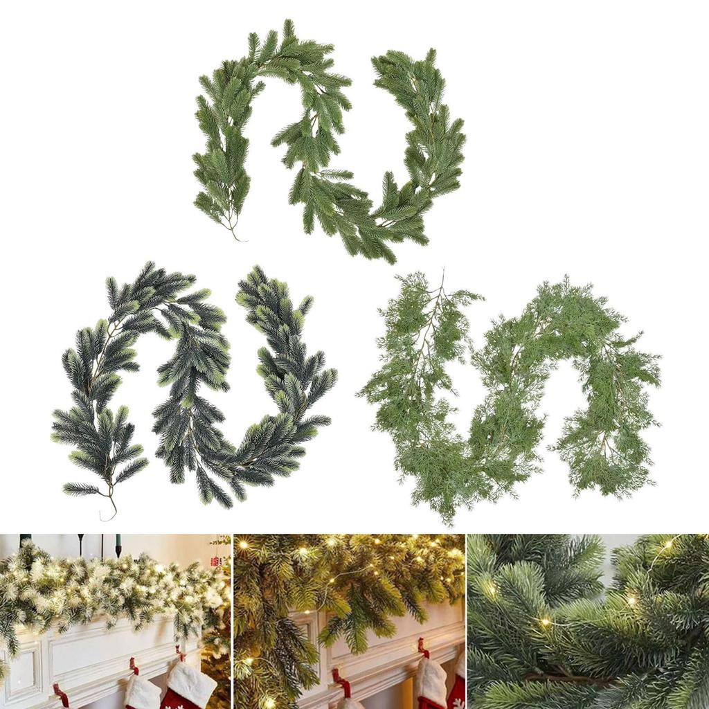 Pine Garland Length 200cm Decorations Artificial Green Garland Green Christmas Garland for Holiday Mantel Party Wreaths Wedding