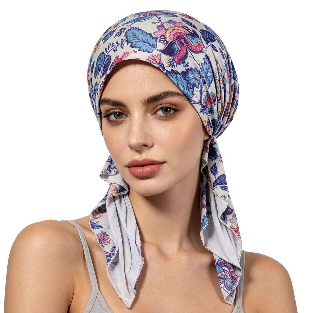 Foulard Estivo in Poliestere con Stampa Floreale Graffiti per Uso Casual