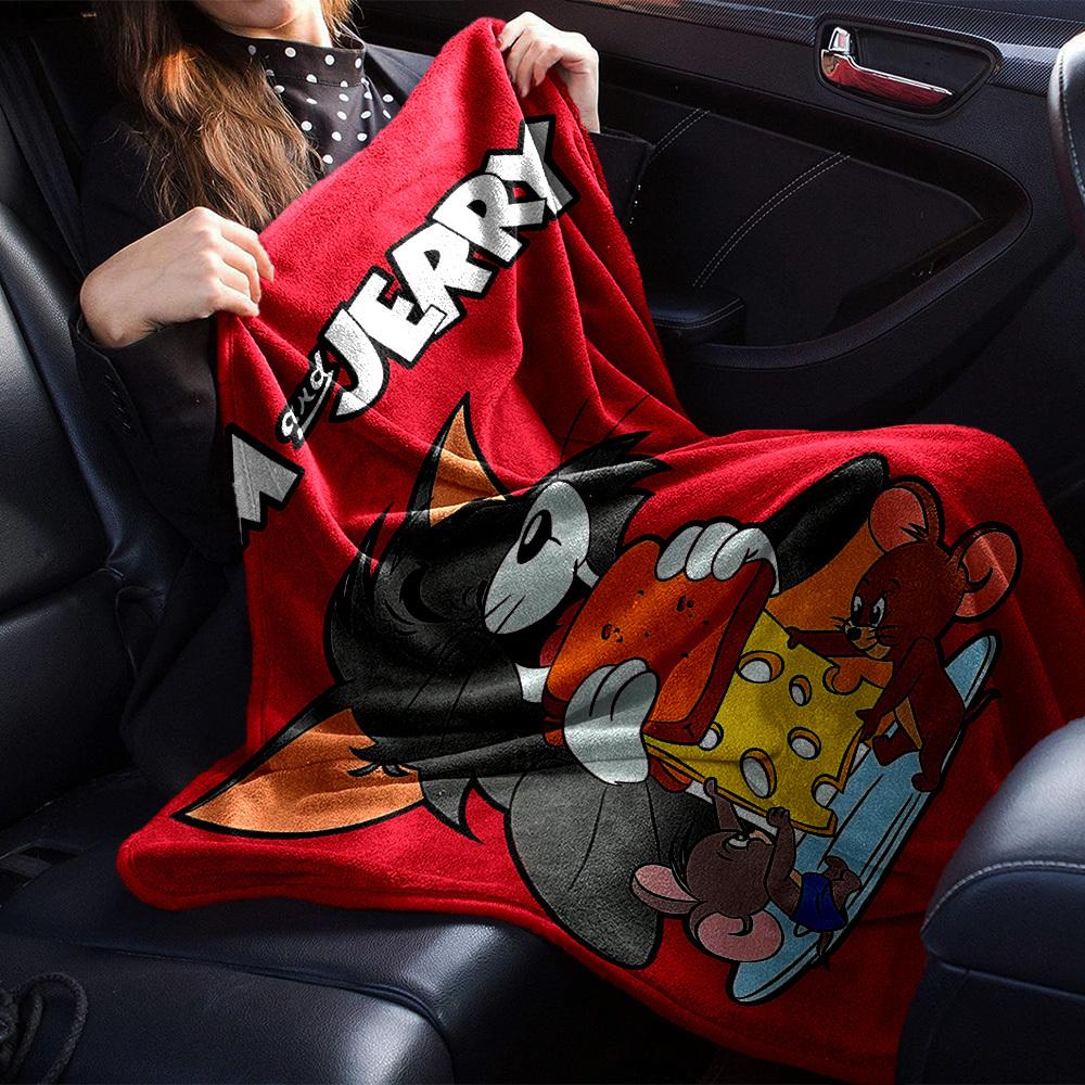 1pc Tom and Jerry Flannel Blanket Soft Warm Throw for Home, Office, Travel, All-Season Cozy Bedding GiftL1029