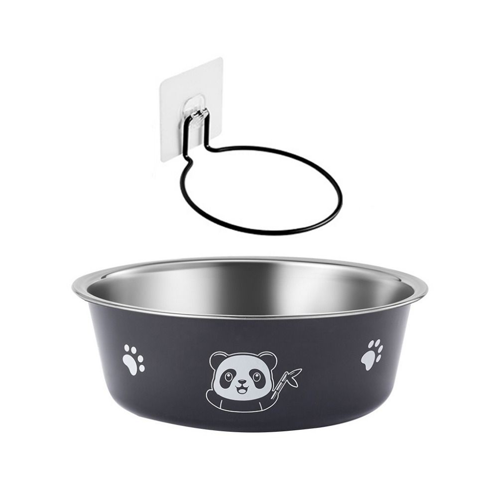 

Pet Cat Feeding Bowl Stainless Steel Plastic Non-slip Single Bowl Food Drinking Tray Feeder Drop-resistant Durable Pet Dog Bowl S чёрный