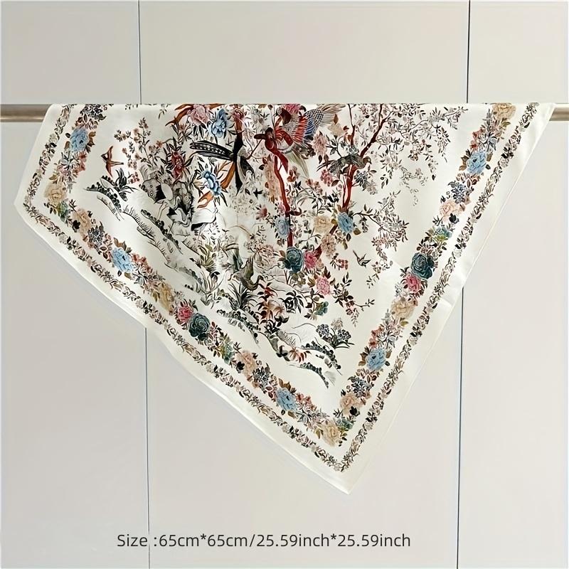 New Women's Scarf Bandana Headband Flowers Vintage Luxury Summer Beach Square Cotton Handkerchief Bohemia Girl Accessories