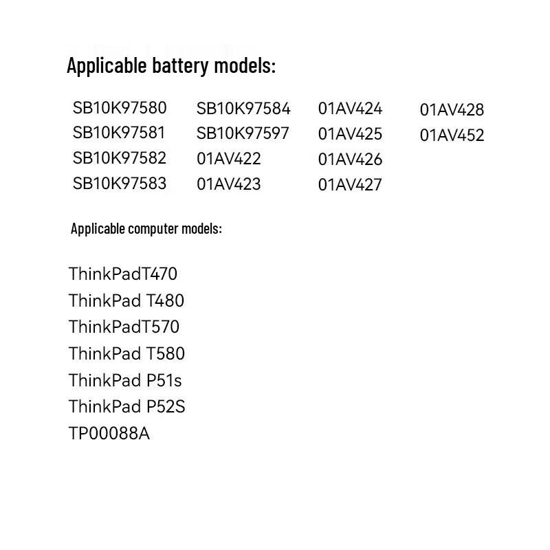 Llano 6-Cell Laptop Battery for Lenovo ThinkPad T470 T480 T580 P51S