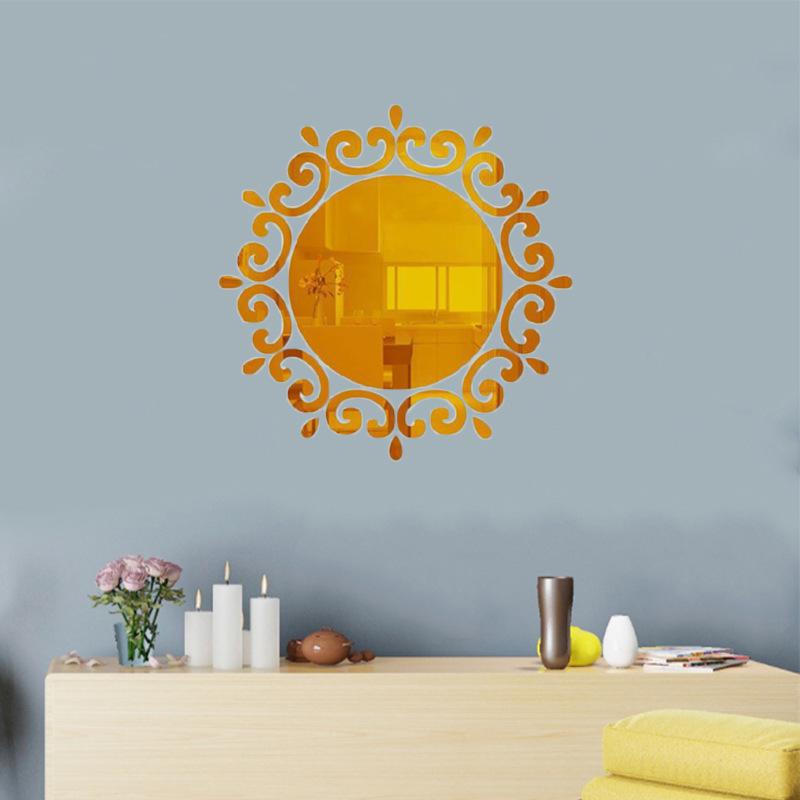 3D Sun-Shaped Acrylic Mirror Wall Sticker - Self-Adhesive Decorative Accent for Bedroom and Living Room