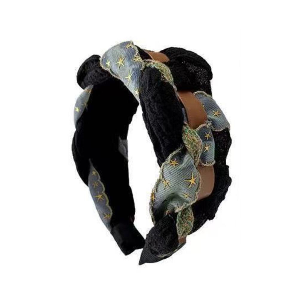 Bohemian Patchwork Headband Fabric Twisted Hairband Wide Hair Wraps  For Women Hair Accessory