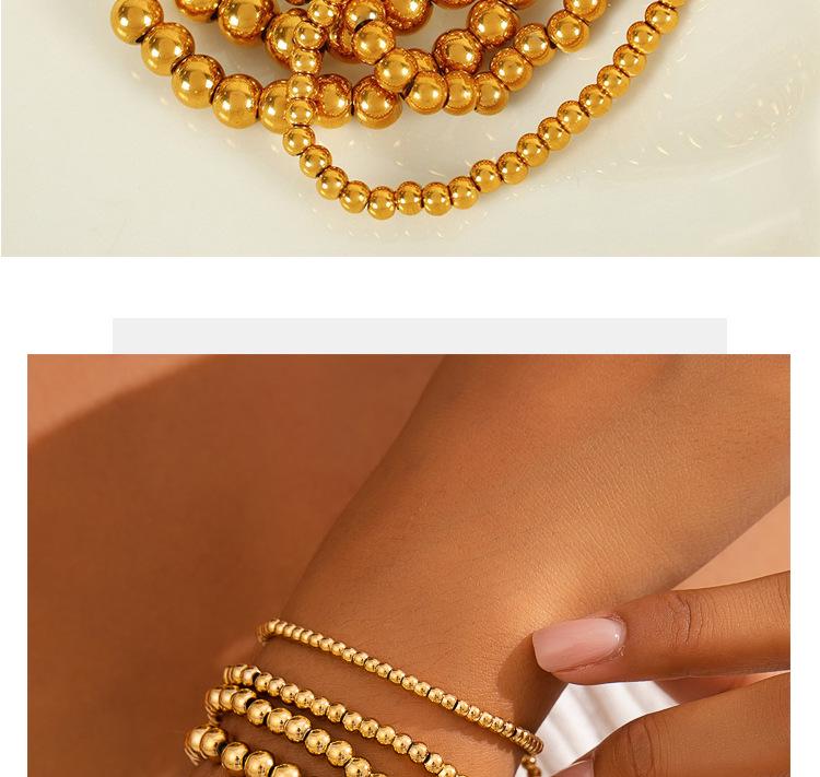 Elegant Gold Beaded Stainless Steel Bracelet for Women - High-End Minimalist Design