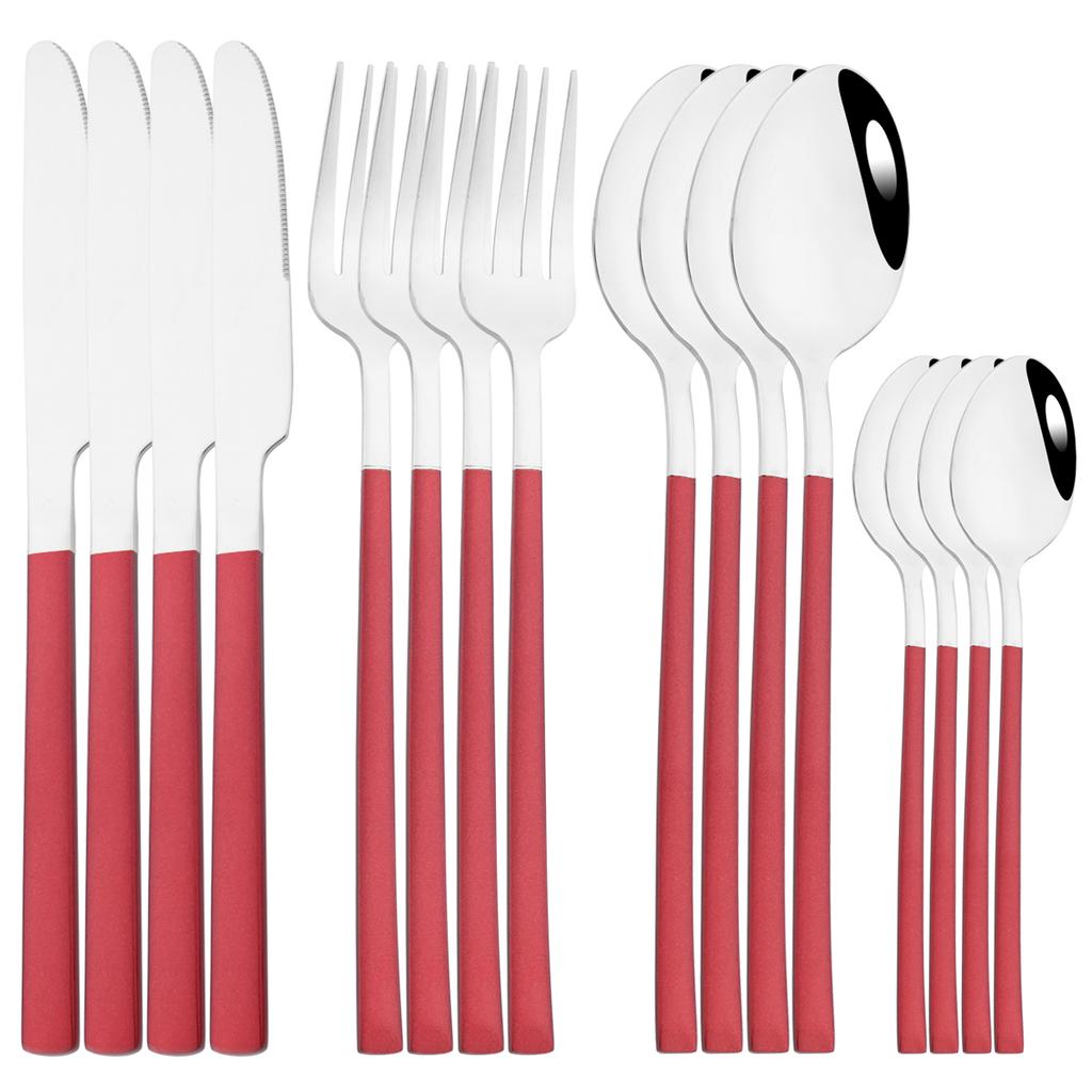 16Pcs Rose Gold Dinnerware Set Knife Fork Coffee Tea Spoon Cutlery Set Stainless Steel Tableware Western Home Kitchen Flatware