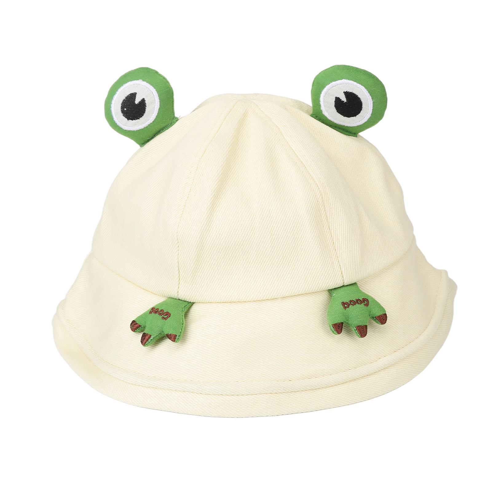 

Cotton Bucket Hat Unisex Trendy UV Protection Wide Brim Animal Shape Adjustable Summer Beach Hat White