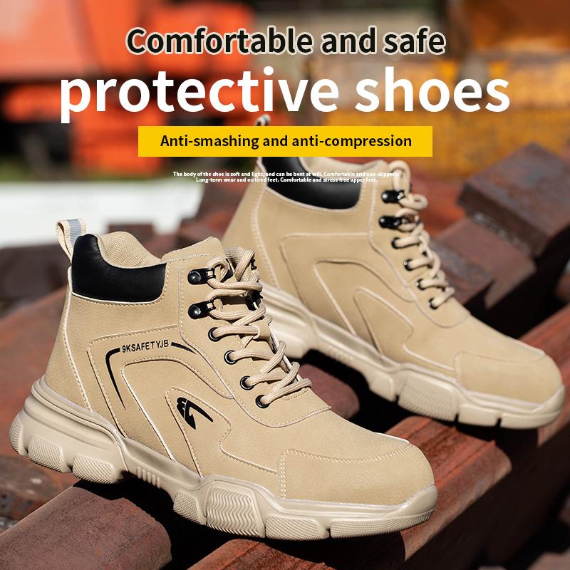 Winter Velvet Men's Safety Shoes Construction Site Safety Boots Men Steel Toe Cap Boots High Top Work Boots Male Safety Footwear