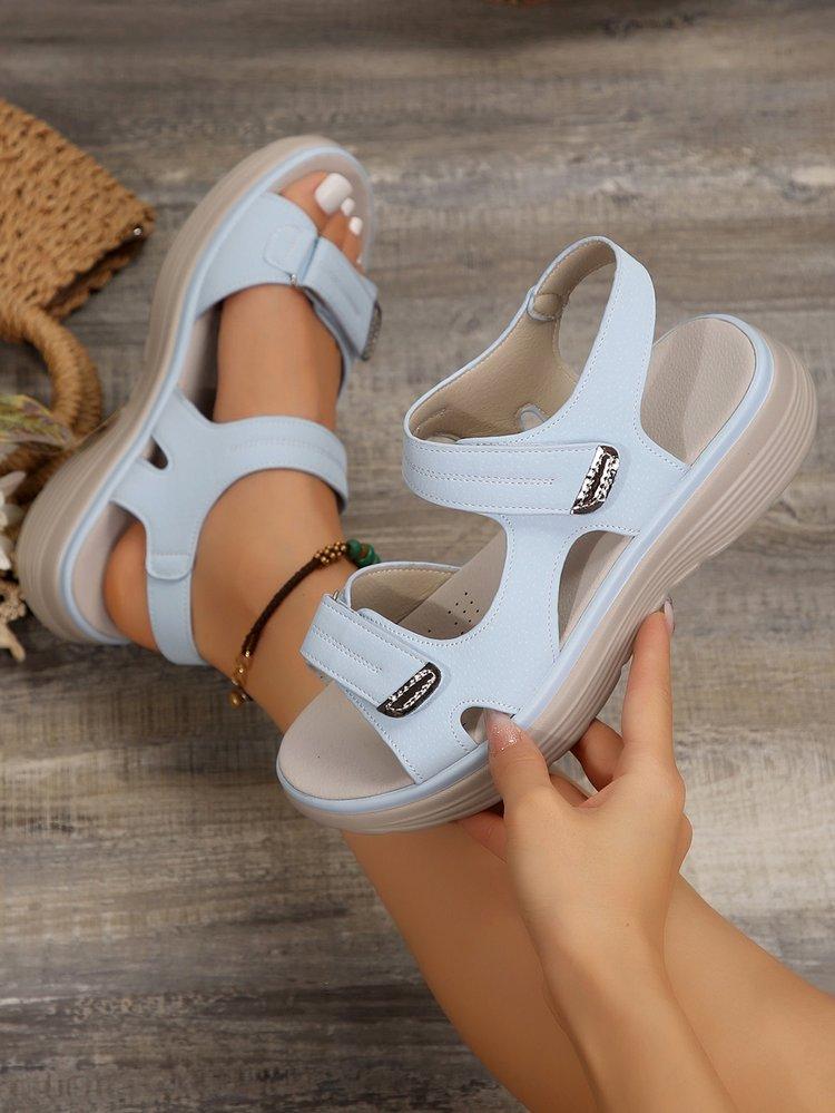 Large Size Sports Sandals for Women's Summer New Fashion Flat Velcro Sandals for Women