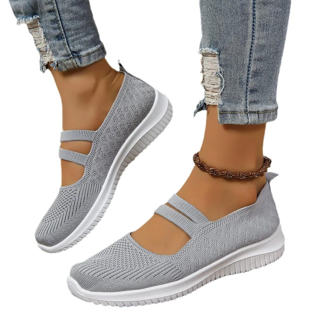 Lässige Damenschuhe 2025 Neuer Stil Ein-Schritt Gewebte Mama-Schuhe Niedriger Absatz Synthetisches Innenmaterial Rutschfeste Gummisohle