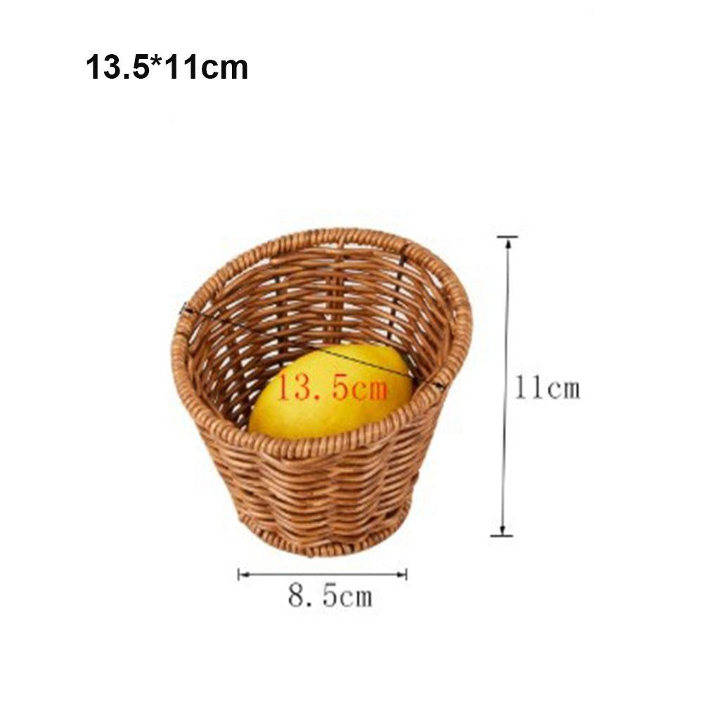 Hardness Handwoven Rattan Wicker Handwoven Khaki Bread French Fry Plate 10 Styles Tabletop Display Rattan Basket