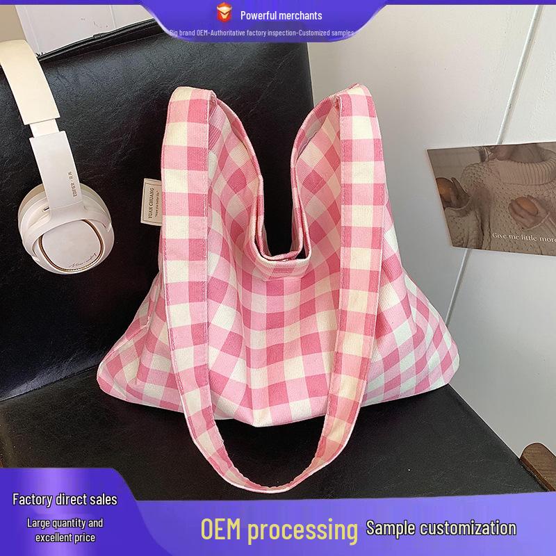 

Korean Plaid Shoulder Tote - Large Capacity, Versatile for Women & Students