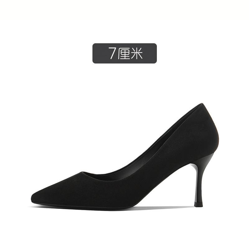 5CM/6CM/7CM/8CM High Quality Stiletto Heels Pumps Women Office Flock Pointed Toe Thin Heel Party Shoes Fashion Woman Shoes