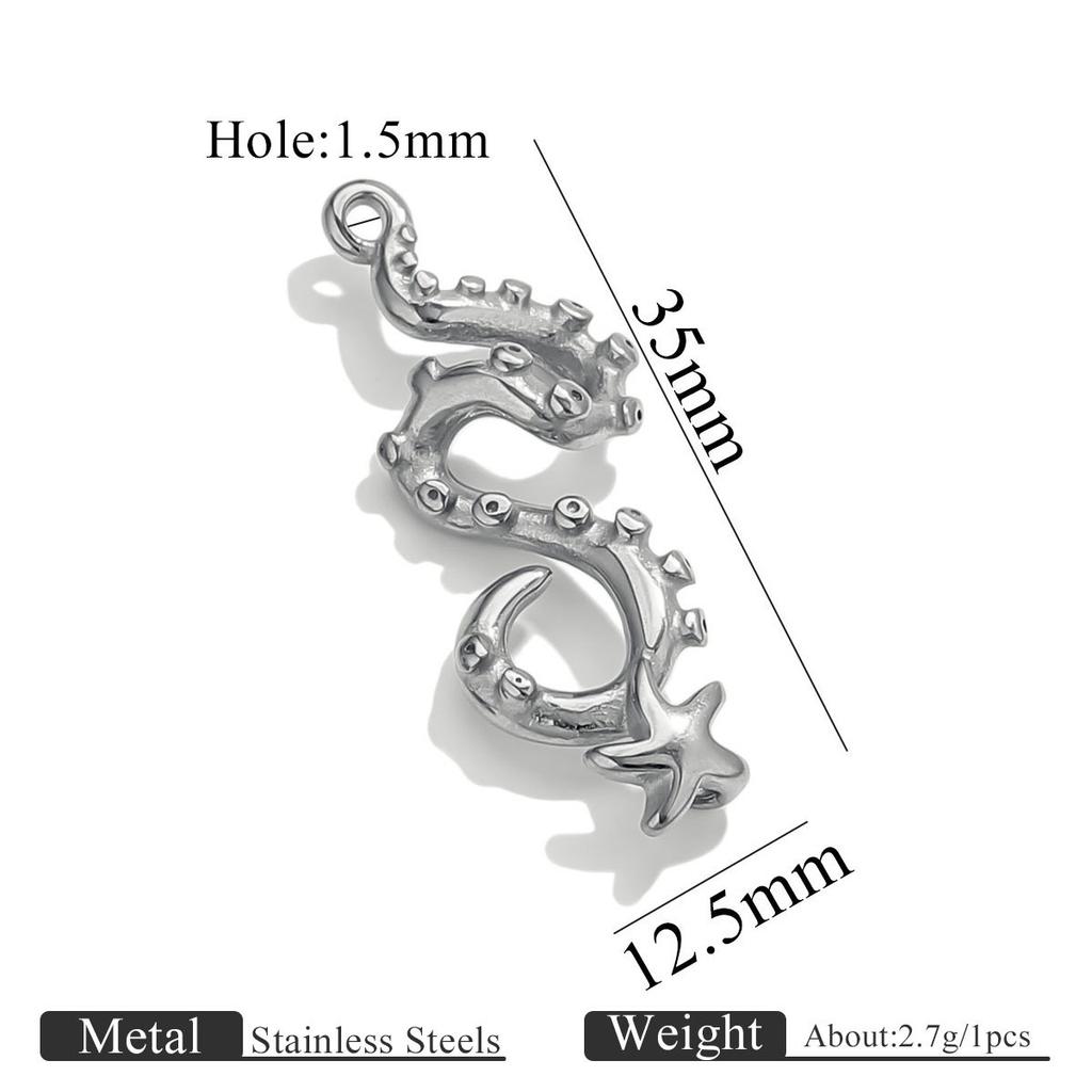Yori 5PcsStainless Steel Casting Marine Animal Octopus Shark Crab Gold Pendant Ocean Series DIY Necklace Bracelet Jewelry