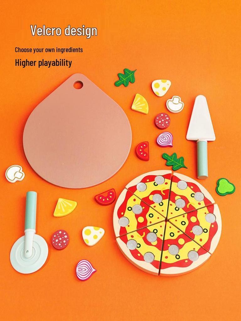Wooden Pizza Cutter Play Kitchen Toy for Kids - Educational Early Learning Tool