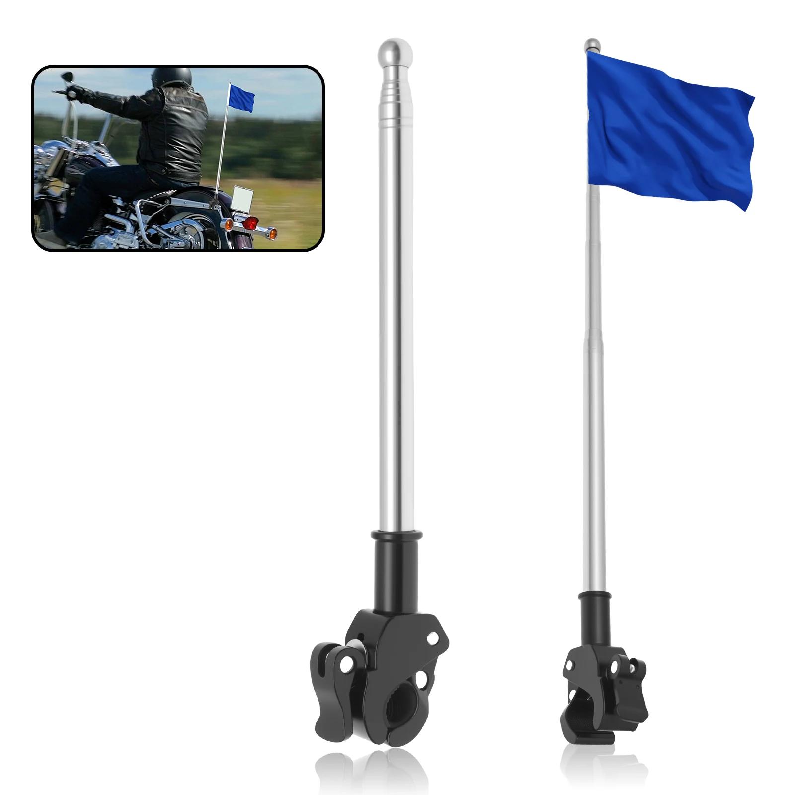 2Pcs Motorcycle Flagpole Universal Telescopic Mountain Bike Flag Pole Outdoor Cycling  Motorcycle Luggage Rack Flag Shelf