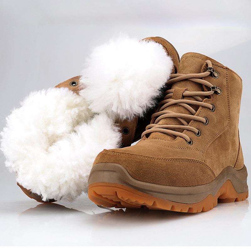Genuine Leather Men's Winter Boots Natural Wool Winter Boots for Men Top Quality Men Snow Boots Botas Hombre