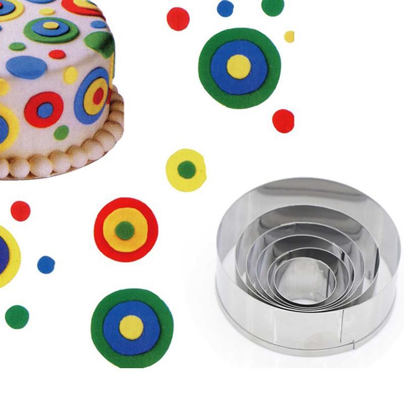 6Pcs/Set Stainless Steel Round Circle Shaped Cookie Cutter Biscuit Molds Silver