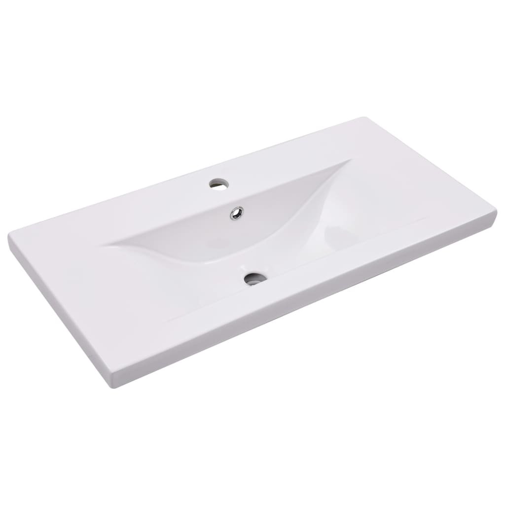 Eingebautes Waschbecken 81 x 39,5 x 18,5 cm Keramik Weiß