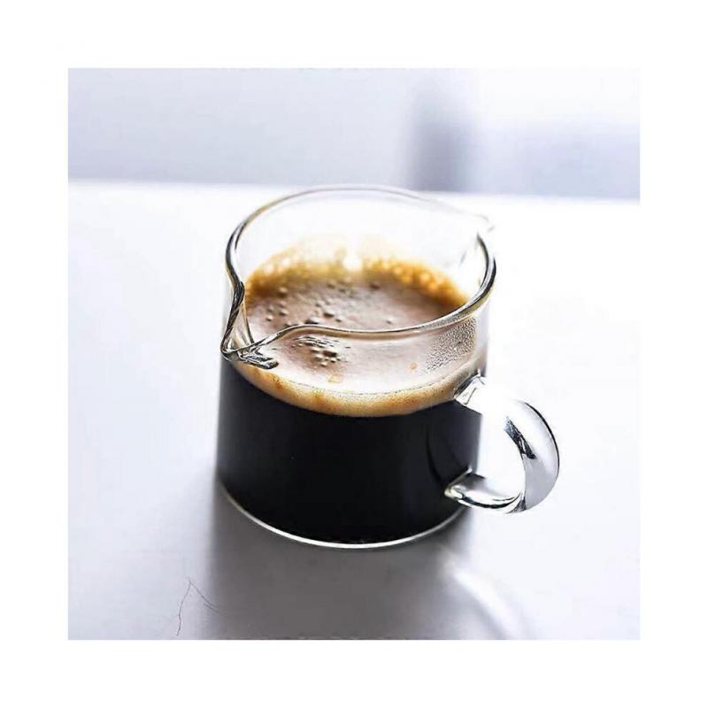 Shot Glasses Espresso Parts Double Spouts Milk Cup Clear Glass (Clear Glass-1Pack)