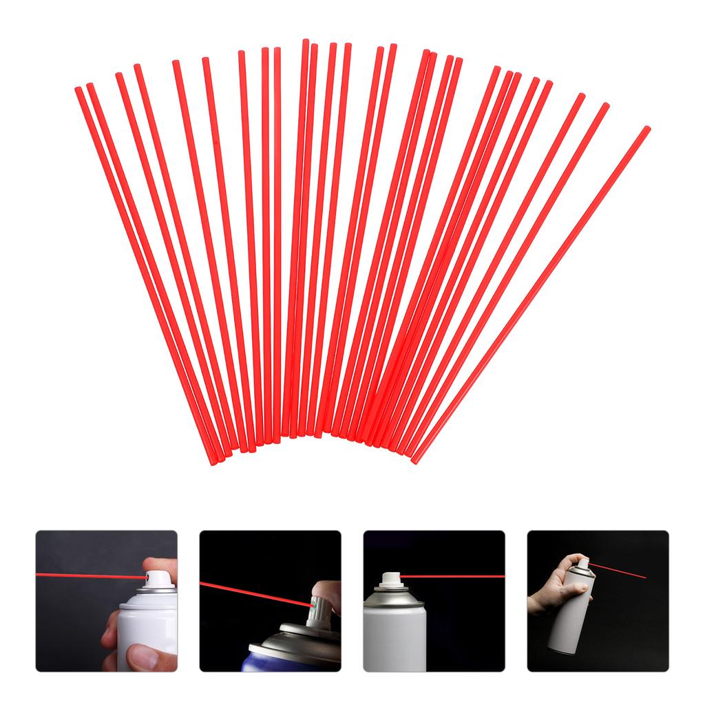 100 Pcs Red Extension Spray Can Tubes Plastic Replacement Nozzle Straws For Remover Lubricant Aerosol Sprayer Accessories Tool