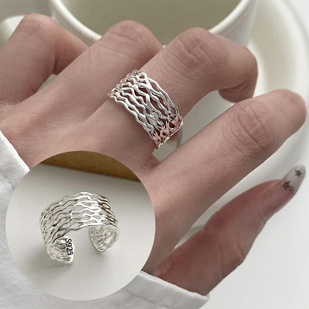 PANJBJ 925 Sterling Silver Irregular Geometry Ring for Women Versatile Minimalism  Accessories Jewelry Party Gift Dropshipping