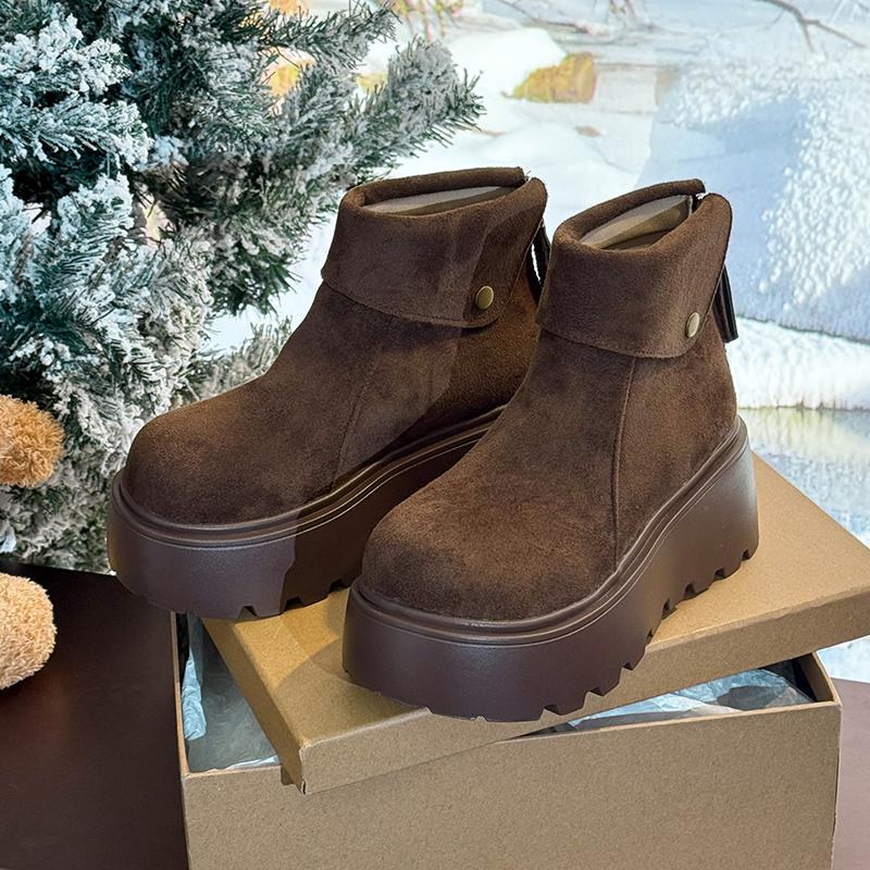 

Зимние сноубутсы на толстой подошве с флисовой подкладкой, женские повседневные короткие ботинки, теплые плюшевые, резиновая подошва, круглый носок, ботинки в корейском стиле 35