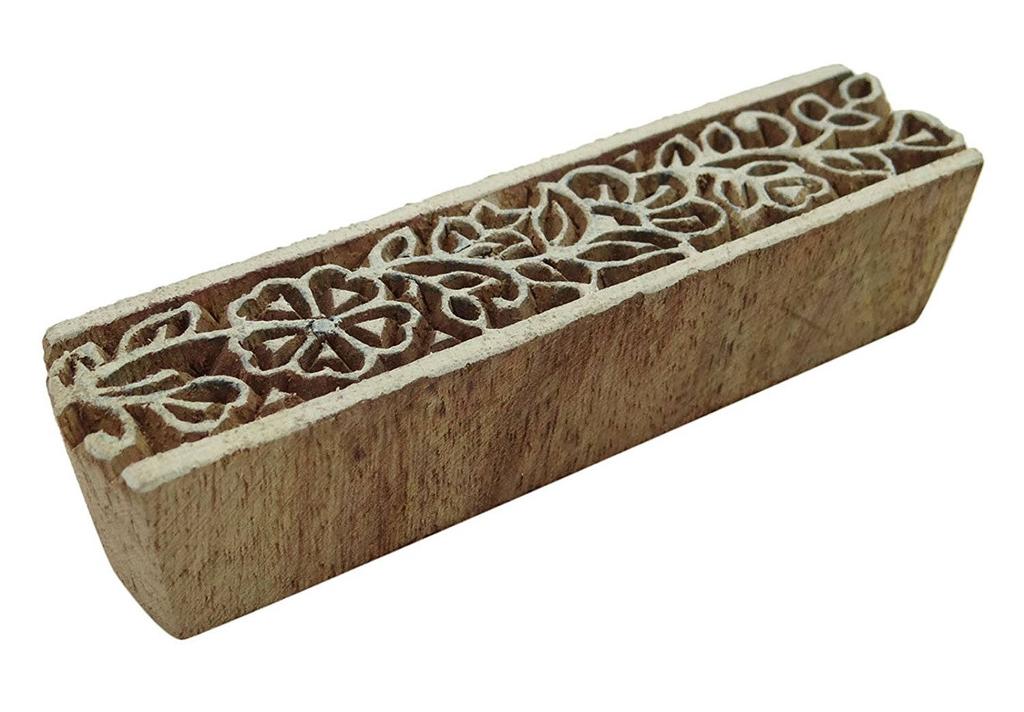 Holzdruckblock Floral Textilstempel Holzblock Art Druckerstempel
