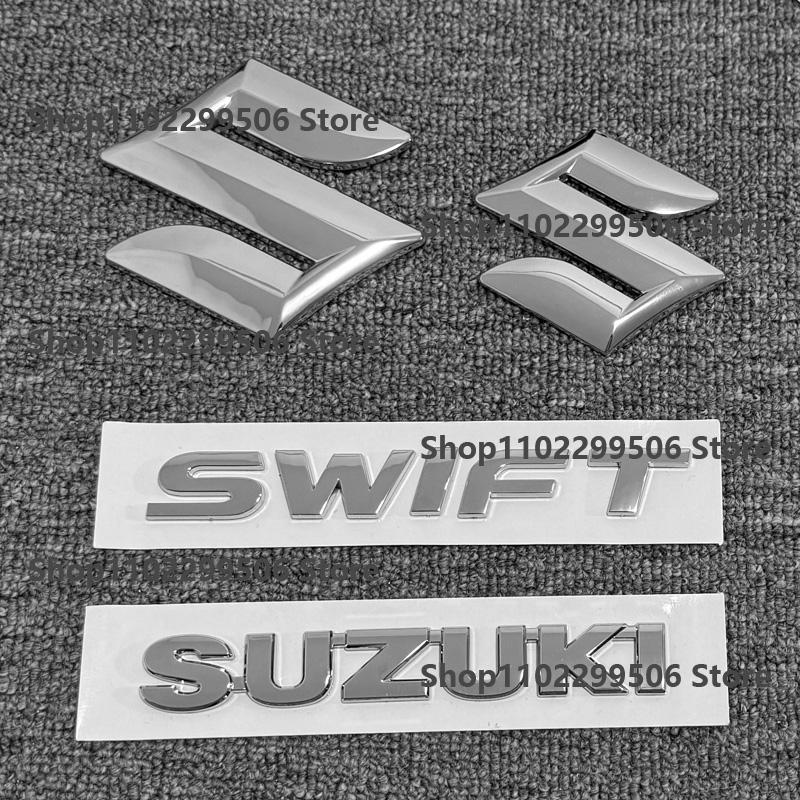 ABS Car Front Grille Eemblem Rear Trunk Badge Sticker For Suzuki Swift VVT Chrome silvery Original car color Logo Accessories