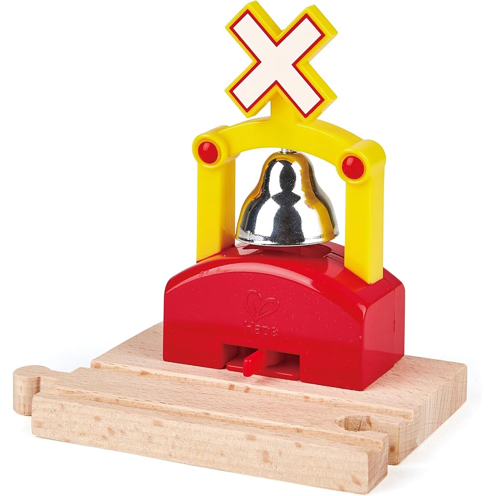 Hape Wooden Level Crossing Alarm Toy 12.6x12.5x9cm for Ages 3 and Up