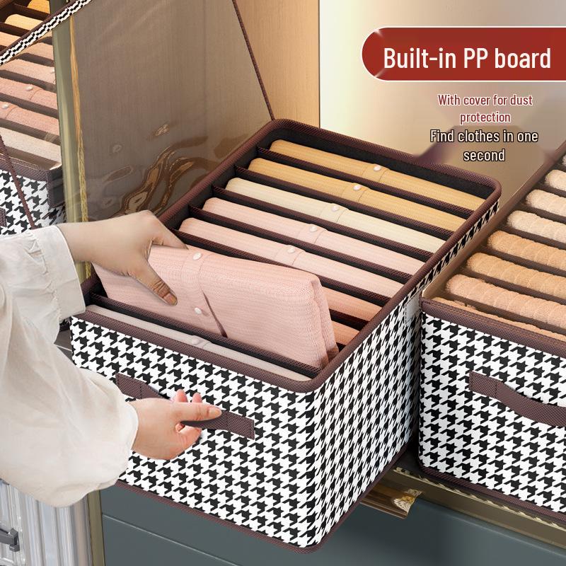 Houndstooth Foldable Clothes Storage Box with Dividers, Large Capacity for Bedroom