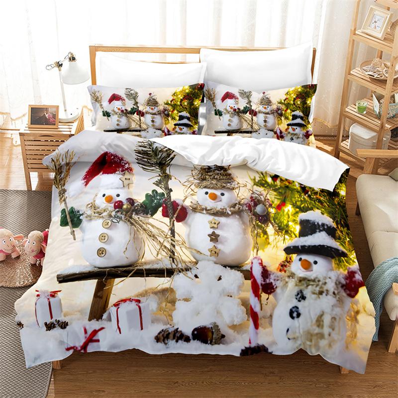 Christmas Snowman Bedding Set Duvet Cover New Year Gift Quilt Cover Boys Girls Bed Set Christmas Decorative House Bedding Set