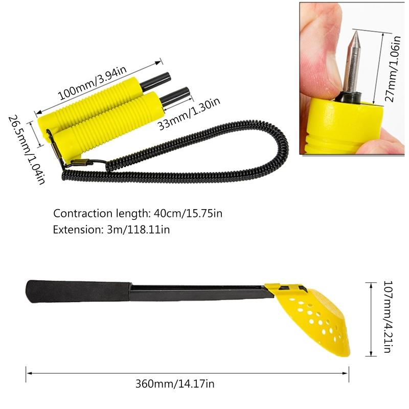 Ice Fishing Skimmer Scoop, Ice Skimmer, Ice Fishing Scooper Retractable Ice Picks Fishing Gear Set for Scooping Out Ice