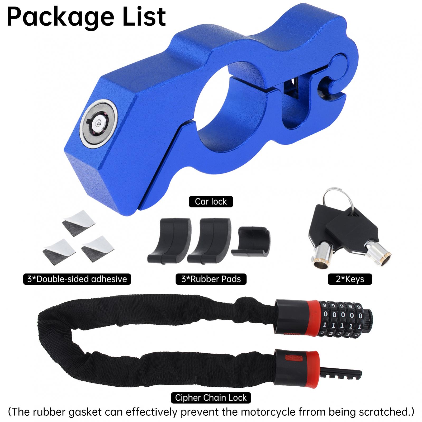 

Heavy Duty CNC Aluminium Alloy Anti Theft Throttle Brake Lock with 5 Digit Password Chain Lock for Motorcycle Scooter ATV Dirt Street Bikes синий