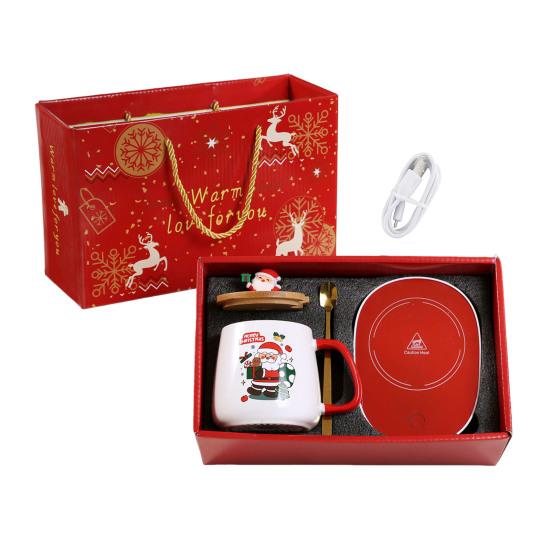 

Подогреватель для кофейной чашки с набором кружек Электрический подогреватель для кофе Набор керамических кофейных кружек для кофе чая воды молока какао Рождественские подарки для любителей кофе USB A