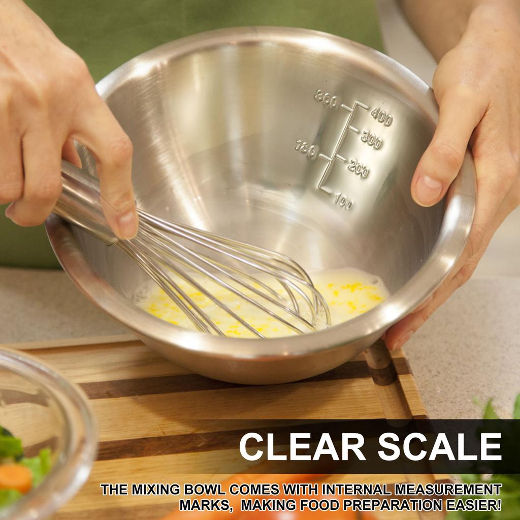 10Pcs Stainless Steel Mixing Bowls Set Multipurpose Soup Basin 5 Sizes Non Slip Nesting Whisking Bowls For Salad Cooking Baking