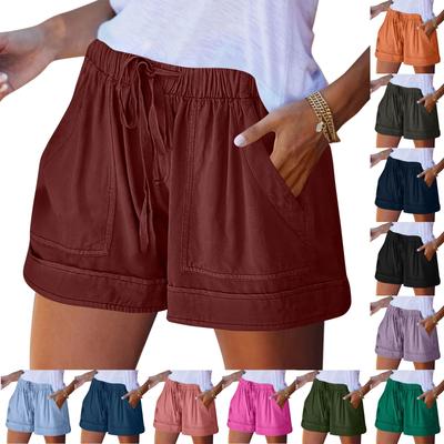 Women's Casual  Summer Elastic Beach Shorts  Solid Casual Shorts