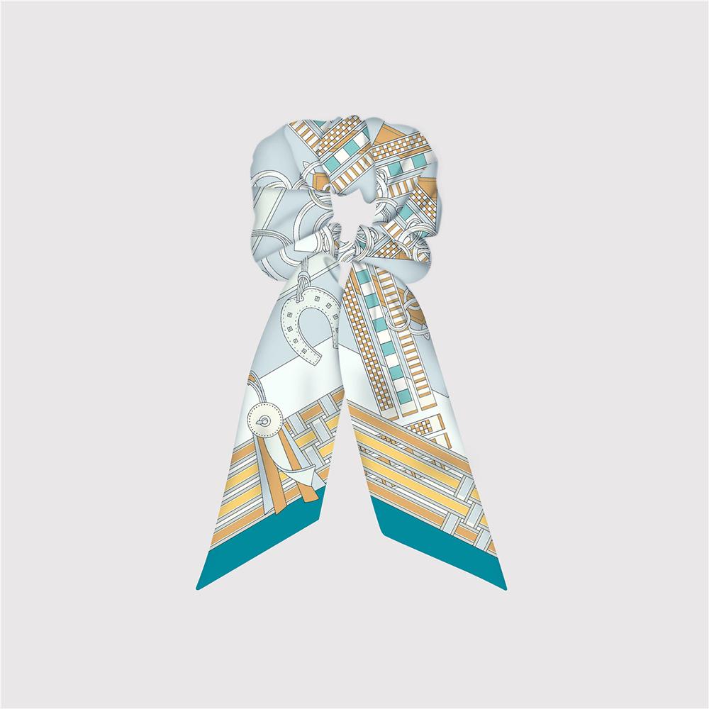 Naturalny Jedwab Duże Gumki do Włosów Gumki Wstążki do Włosów Wzór Łańcucha Elastyczne Gumki do Włosów Kucyk Kobiety Elegancki Szalik Akcesoria do Włosów