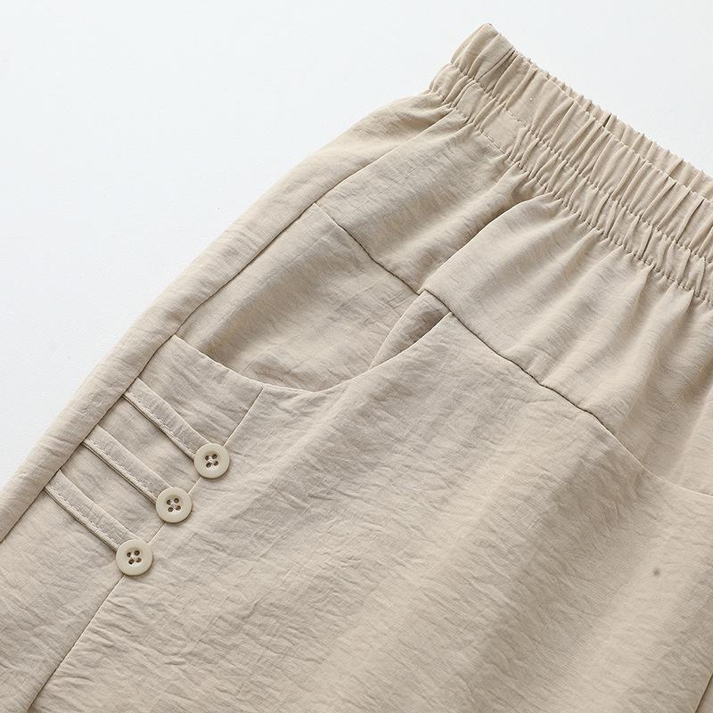 High-Waist Summer 3/4 Length Pants for Women