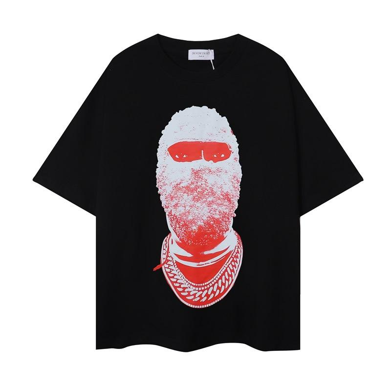 High Street Trend Masked Portrait T-shirt, dark art printing, the same loose casual short sleeves for men and women