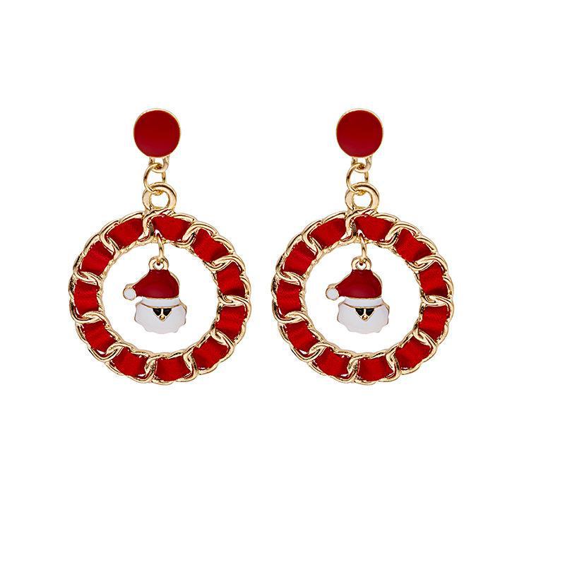 Women's Christmas Tree and Santa Pendant Earrings Set